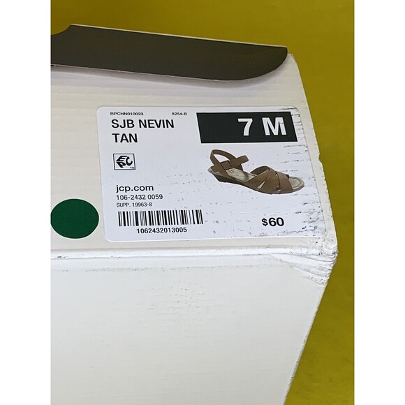 St. John's Bay Womens Nevin Wedge Sandals Tan Color Size 7 Med 1.5 Wedge Heel - Picture 11 of 16